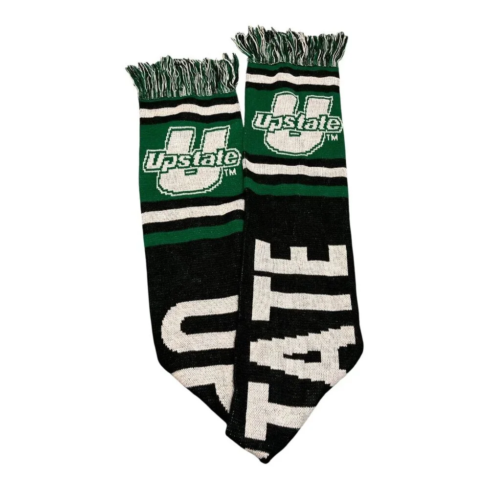 USC Upstate Spartans Knit Scarf Black Green White Fringe 58” NCAA Team Spirit